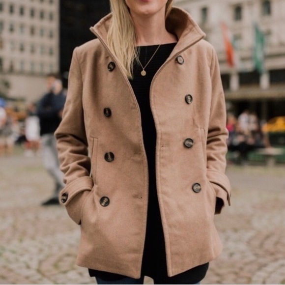 Thread & Supply Jackets & Blazers - Thread & Supply Pea Coat Wool Blend Lined Navy Camel Khaki Color Size Small
